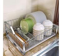 GTHTUHFD Escurridor De Platos De Acero Inoxidable con Bandeja De Goteo Extraíble, Soporte De Escurridor De Platos De Cocina, Escurridor De Platos Plateado para Un Secado Efic,/Silver C