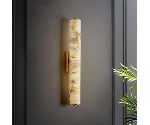 GTHTUHFD Lámpara De Tocador Dorada para Baño, Apliques De Pared De Latón, Lámpara De Pared De Mármol Y Vidrio Natural, Lámpara De Pared Led De 6 W De Tira Larga, Ilumin,50CM