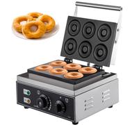 GTHTUHFD Máquina Comercial para Hacer Donas, Máquina Eléctrica para Hacer Donas Dulces De 6 Agujeros, De Acero Inoxidable, para Hacer Donas, Waffles Y Galletas, con Calentamiento