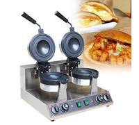 GTHTUHFD Máquina para Hacer Hamburguesas, Calentador De Hamburguesas Comercial, Prensa para Paninis, Máquina para Hacer Sándwiches De 1300 W, Máquina para Hacer Gofres De Huevo,Double Head