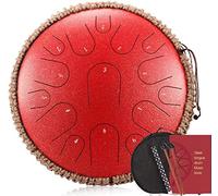 GTHTUHFD Tambor De Lengüeta De Acero con Llave En D De 15 S Y 13 Pulgadas, Ideal para Meditación Y Musicoterapia. Incluye Bolsa De Almacenamiento, Libro De Música, Mazos Y Soporte,Red