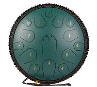 GTHTUHFD Tambor De Lengüetas De Acero con Llave En D De 14 Pulgadas Y 15 S, Ideal para Acampar, Meditación Y Musicoterapia. Incluye Bolsa De Almacenamiento, Libro De Música, Mazo,Green