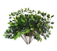 gtidea 12 piezas seda Artificial Ficus árbol ramas sintética falsa de laminación verde hojas arreglos anti-UV casa jardín oficina mercado restaurante boda Decor