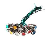 GTIWUNG 10 Piezas 12mm Indicador LED 220V Luz LED Piloto en Panel Cabeza Plana con Cables Luz Señal Montaje en Panel de Metal,Rojo/Amarillo/Azul/Verde/Blanco, 2 de Cada Color