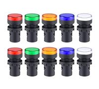 GTIWUNG 10 Piezas 22 mm Luz Indicadora LED Indicador Luz Piloto, 20mA Lámpara de Señal Indicadora, Luces Indicadoras Montaje en Panel 12V-24V