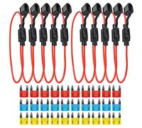GTIWUNG 10Pcs 32V Soporte de Fusible En linea Hoja Portafusibles, 16 AWG Portafusibles en Línea con una Gorra, Standard Portafusibles Impermeable para del coche - Miniatura Tamaño