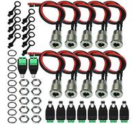 GTIWUNG 10Pcs 5.5x2.1 mm DC Power Pigtail Cable 18AWG 15CM,Toma de Corriente CC de Montaje en Toma,Adaptador de Conector Hembra de Montaje en Panel+10Pcs Macho Jack Conector Adaptador de Conector DC