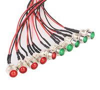 GTIWUNG 10Pcs Luces LED de Diodo 8mm 12V DC Pre Wired LED Diodos Emisores de Luz Lámpara, con Cables de 20cm + 10Pcs 8mm Plástico Soporte de LED Clip Montaje