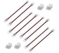 GTIWUNG 12 Pcs 8 mm Kit de Conector de Barra de Luz LED, 2 pin Conectores Tiras Led, 8 x Cable de Conexión + 4 x Conectores en forma para 3528 Monocolor y Tira 8mm ancho