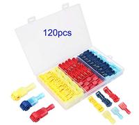 GTIWUNG 120Pcs T-Tap Cable Conector Kit, Empalme Rápido T-Tap, Conectores Eléctricos del Grifo y Terminal Macho de Desconexión Rápida Aislado-Rojo x 20 Pares, Azul x 20 Pares, Amarillo x 20 Pares
