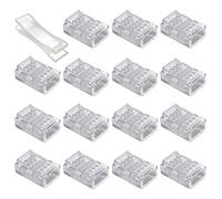 GTIWUNG 15 Piezas Conectores de Tira LED RGB de 4 Pines de 10mm de Conexión Rápida, Adaptador de Linghting LED Transparente Sin Soldadura, para Tiras de LED RGB de 10 mm 5050 3528