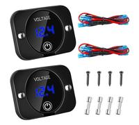 GTIWUNG 2 Piezas Medidores de Voltaje de Coche DC 12V con Pantalla Azul LED de Barco, DC Voltímetro Monitor de Batería Pantalla Digital Voltímetro de Panel de Pantalla Táctil,para Coche,Camión,ATV,UTV