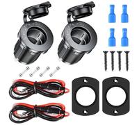 GTIWUNG 2 Piezas Toma de Encendedor de 12V/24V, Zócalo del Encendedor de Cigarrillos Outlet con Paneles Fijos, Enchufe Mechero Impermeable para Motocicleta ATV RV, con Cable de Conexión de 18AWG