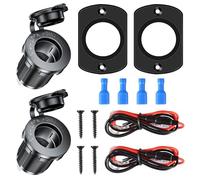 GTIWUNG 2 Piezas Toma de Encendedor de 12V/24V, Zócalo del Encendedor de Cigarrillos Outlet con Paneles Fijos, Enchufe Mechero Impermeable para Motocicleta ATV RV, con Cable de Conexión de 0,6m