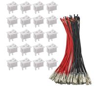 GTIWUNG 20 Piezas Interruptor Basculante 15 * 21mm, Auto Boton Interruptor con Cable de 15cm 20AWG, 10A/125V, 6A/250V KCD1 On/Off Mini Interruptor Electrónico para Automóviles, Barcos, Blanco