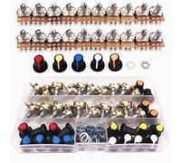 GTIWUNG 20Pcs Potenciómetro, Lineal Cónico Rotativo Potenciómetro Kit, 3 Terminales Potenciometro de B-Tipo Estéreo Audio Potenciómetro con Perilla(B5K B10K B20K B50K B100K Ohm)