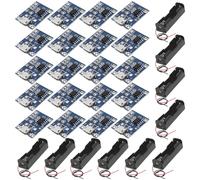 GTIWUNG 20Piezas Placa de Carga del Módulo del Cargador de Batería de Litio Micro USB 5V 1A 18650 Lithium Battery Module Controlador de Carga+10Piezas 3.7V 18650 Caja de Soporte de Batería
