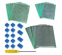 GTIWUNG 29 Piezas Placa PCB Kits, 15 Piezas Placas de Circuito Impreso de Doble Cara 5x7/7x9/8x12cm DIY Prototype Board, 14 Piezas 2/3 Pines Terminales de Tornillo Electrónico Screw Terminal Block