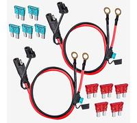 GTIWUNG 2PCS Cable de Conexión SAE, 10AWG Sae Conectores 60cm/2FT, Conexión SAE Alargador, con Terminal de Anillo, Rápida Conexión y Desconexión, con Fusible de 10A /15A