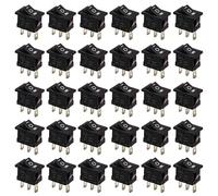 GTIWUNG 30 Pezzi Auto Boton Interruptor Coche Rocker Interruptor 6A/250V 10A/125V SPST On/Off Mini Interruptor Electrónico para Automóviles, Barcos, Electrodomésticos, Negro