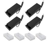 GTIWUNG 4 Piezas 18650 Carcasa de Soporte de batería de plástico con Enchufe CC de 2,1x5,5 mm e Interruptor de Encendido/Apagado, Soporte de batería de 18650