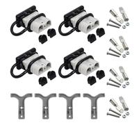 GTIWUNG 4 Piezas Conector de Batería 50A Gris, Coche Batería de Conexión Rápida Conectores de Alimentación Modulares con Tapón de Sellado Negro, con Mango