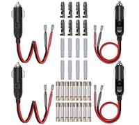 GTIWUNG 4PCS Cable Conector Macho para Mechero de Coche de 12V-24V, Encendedor de Cigarrillos Plug, Cigarette Lighter Socket Encendedor de Cigarillo, Fusible de Seguridad 10A, 15cm