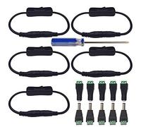 GTIWUNG 5 Pair Male Female DC Power Cable Jack Adapter Connector 12V, 2.1 * 5.5 mm Macho y Hembra DC Power Plug Jack Adaptadores, 5 Piezas Interruptor DC Jack para CCTV Interface/Monitor/Camera