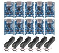 GTIWUNG 6 Piezas 3.7V 18650 Caja de Soporte de Batería, Ranura única + 10 Piezas Placa de Carga del módulo del Cargador de batería de Litio Type-C USB-C 5V 1A 18650