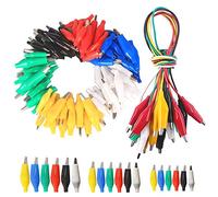 GTIWUNG 90Pcs 28/35/45mm Crocodile Clip, Pinzas de Clip de Cocodrilo con la cubierta de aislamiento protectora + 10Pcs Cocodrilo Cable Puente de Doble Final de 35cm
