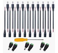 GTIWUNG Cable de extensión DC Power Pigtail, 10 pares de conectores de extensión de 20 AWG, cable de extensión de alimentación CC para programa DIY, 2,1 mm x 5,5 mm macho y hembra para cámara de