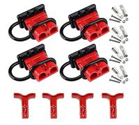 GTIWUNG Conector de Batería 50A (4 Unids) Coche Batería de Conexión Rápida Conectores de Alimentación Modulares, Rojo, con Mango