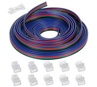 GTIWUNG Kit de Conector de Tira de LED de 4 Pines, 15m 4 Pines Cable de Extensión, 10mm Conectores de Tira de Luz LED, Conectores Sin Espacios, para Tira de LED de 10mm 5050 3528 2835