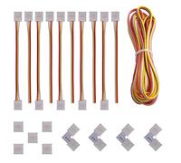 GTIWUNG Kit de Conector de Tira de LED RGB de 3 Pines, 10 x Tiras de LED de Puente, 4 x Conectores en Forma de L, 5 x Conectores Sin Espacios, para Tira de LED de 10mm 5050 WS2812B WS2811
