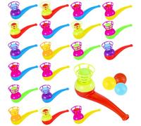 GTJEOI 20 Piezas Juego de Bolas para Pipa de Soplado, Tubos de Soplado Flotantes con Bolas de Plástico, Juguete de Bola Flotante para Niños, para Fiestas, Cumpleaños y Premios, Colores Aleatorios