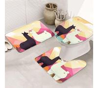 GTKSYNVE Alpacas in Love in The Mountains - Juego de alfombras de baño de 3 piezas con tapa de inodoro, alfombrilla de inodoro en forma de U y alfombrillas de baño absorbentes de microfibra, secado