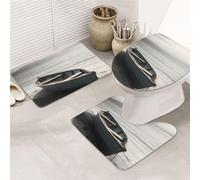 GTKSYNVE Boat by The Sea - Juego de alfombras de baño de 3 piezas con tapa de inodoro, alfombrilla de inodoro en forma de U y tapetes de baño absorbentes de microfibra, secado rápido, lavable a