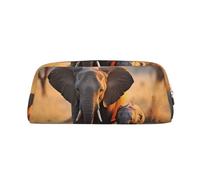 GTKSYNVE Bolsa de maquillaje de cuero para bolso, bolsa de viaje portátil para lápices pequeña para mujeres y hombres, lindo elefante bebé y mamá, bolsa de cosméticos con cremallera, bolsa estética