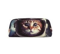 GTKSYNVE Bolsa de maquillaje de cuero para bolso, bolsa de viaje portátil para lápices pequeña para mujeres y hombres, animales, gatos, astronautas, bolsa de cosméticos con cremallera, bolsa estética