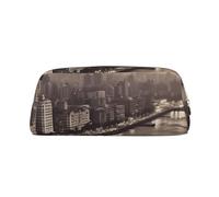 GTKSYNVE Bolsa de maquillaje de cuero para bolso, bolsa de viaje portátil para lápices pequeña para mujeres y hombres, bolsa de cosméticos de Mumbai City of Dreams con cremallera, bolsa estética para