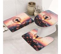 GTKSYNVE Dandelion in The Sunset - Juego de alfombras de baño de 3 piezas con tapa de inodoro, alfombrilla de inodoro en forma de U y tapetes de baño absorbentes de microfibra, secado rápido, lavable