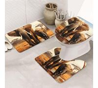 GTKSYNVE Elephant Family - Juego de alfombras de baño de 3 piezas con tapa de inodoro, alfombrilla de inodoro en forma de U y tapetes de baño absorbentes de microfibra, secado rápido, lavable a