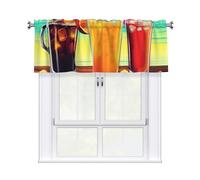 GTKSYNVE Happy Hour - Cenefas para ventanas, cortinas con dobladillo para barra, cenefas pequeñas para cocina, cortinas cortas opacas para dormitorio, 54 x 18 pulgadas