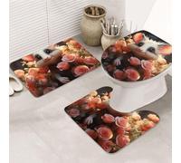 GTKSYNVE Juego de 3 alfombras de baño de zarigüeya y rosas de dibujos animados con cubierta de tapa de inodoro, alfombrilla de inodoro en forma de U y tapetes de baño absorbentes de microfibra, secado