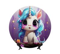 GTKSYNVE Lindos unicornios - Platos decorativos de porcelana de hueso de 7 pulgadas, placa decorativa de cerámica personalizada con soporte de exhibición, adornos de cerámica, placa de porcelana para