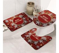 GTKSYNVE Merry Christmas Too - Juego de alfombras de baño de 3 piezas con cubierta de tapa de inodoro, alfombrilla de inodoro en forma de U y alfombrillas de baño absorbentes de microfibra, secado