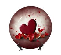 GTKSYNVE Platos decorativos de porcelana china con corazones con amor, placa decorativa de cerámica personalizada de 10 pulgadas con soporte de exhibición, adornos de cerámica, placa de porcelana