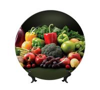 GTKSYNVE Platos decorativos de porcelana china de hueso de 6 pulgadas con soporte de exhibición, adornos de cerámica, placa de porcelana artística para el hogar, oficina, decoración colgante de pared