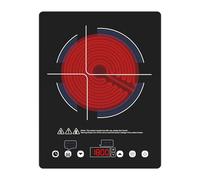 GTKZW Placa Vitrocerámica 1 Fuego 2000W: Hornillo Eléctrico Portátil con 10 Niveles de Potencia y Temperatura, Temporizador, Compatible con Todas las Ollas, ideal para camping, cocina y oficina