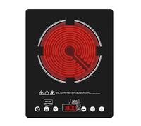 GTKZW Placa Vitrocerámica Portátil 2000W, Hornillo Eléctrico de 1 Fuego Compatible con Todas las Ollas - Placa de Cocina con Temporizador y Seguridad, para Autocaravana, Camping y Estudio
